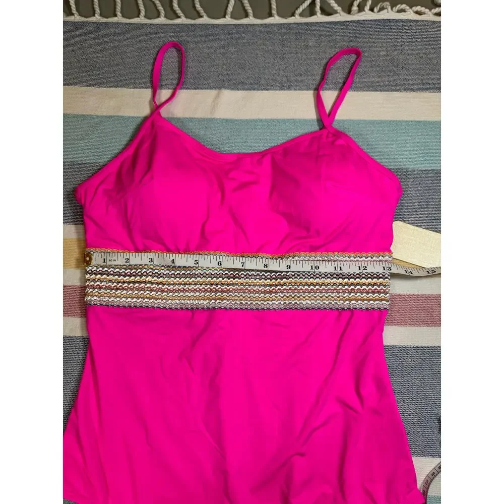 NWT Hot Pink One Piece Swimsuit with Rainbow Smocked Band – Size M - Picture 3 of 6